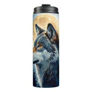 Bouteilles Isothermes Loup de Lune Mystique, Art à l'aquarelle Forêt C