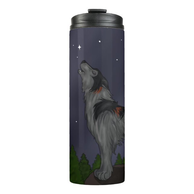Bouteilles Isothermes Loup hurlant (gris) (Devant)