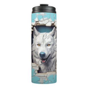 Bouteilles Isothermes Loup moderne bleu animal 3D
