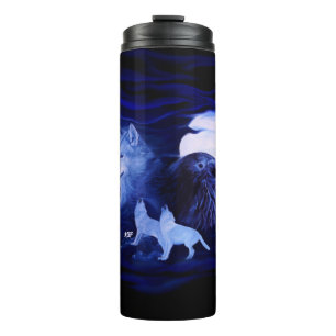 Bouteilles Isothermes Loups et corbeau avec pleine lune