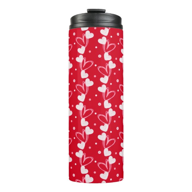 Bouteilles Isothermes Love Hearts Doddles, Red, Thermal Tumbler (Devant)