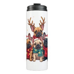 Bouteilles Isothermes Lumières de Noël Bouledogues Français Xmas Chien F