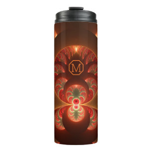 Bouteilles Isothermes Lumineuse orange abstraite rouge Fractal Monogramm