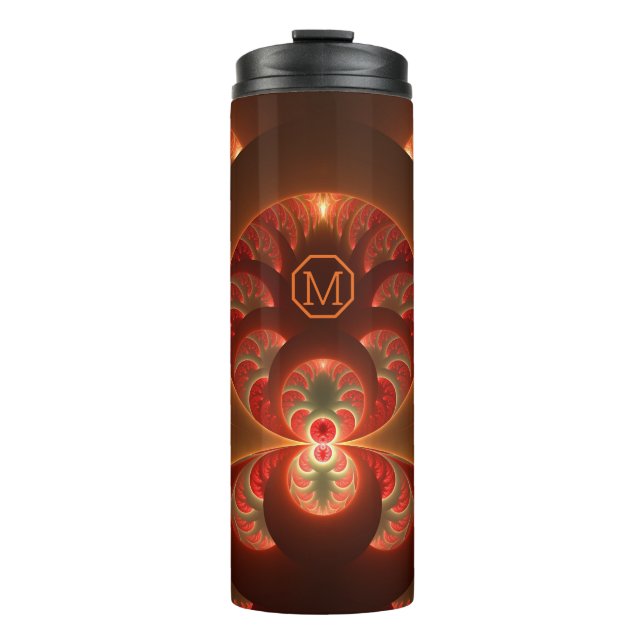 Bouteilles Isothermes Lumineuse orange abstraite rouge Fractal Monogramm (Devant)