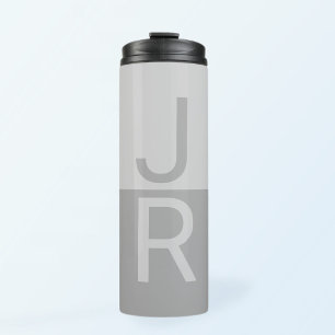 Bouteilles Isothermes Lumineuses Gris & Gris Initiales Modernes Monogram