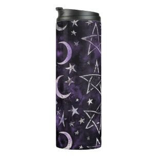Bouteilles Isothermes Lune gothique occulte et pentagrammes