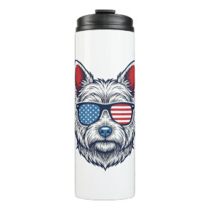 Bouteilles Isothermes Lunettes de soleil pour chien Westie patriotiques 