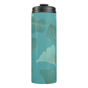 Bouteilles Isothermes Luxueux or Ginkgo, papier peint vintage.