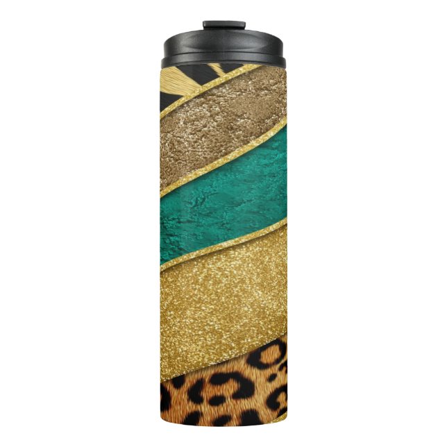 Bouteilles Isothermes Luxury Emerald & Gold Safari Leopard Zebra Glitter (Devant)