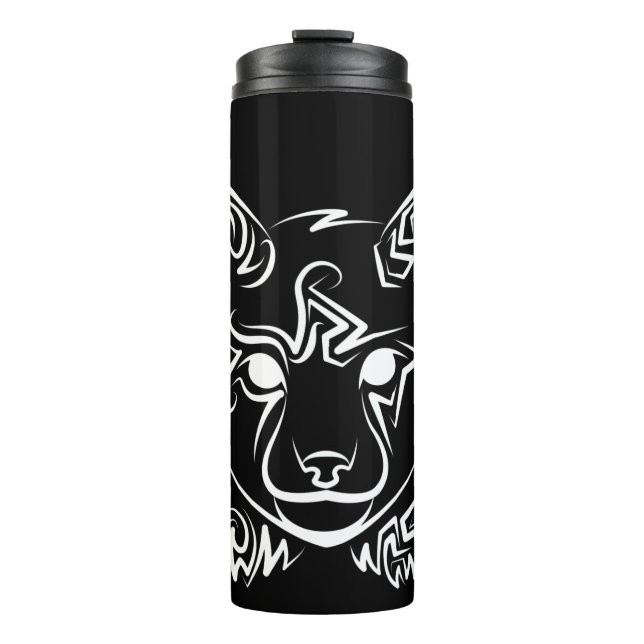 Bouteilles Isothermes Lynx tribale noire et blanche (Devant)