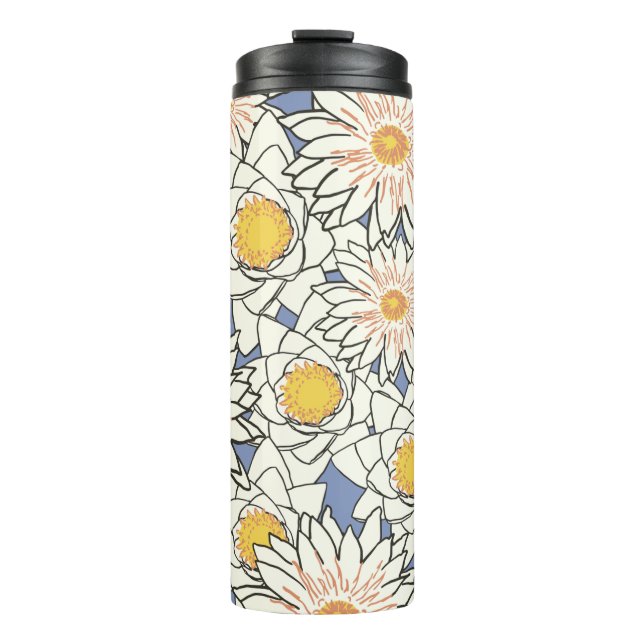 Bouteilles Isothermes Lys de lotus motifs à fleurs (Devant)