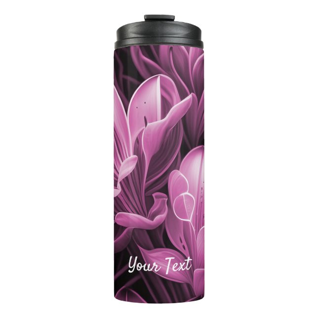 Bouteilles Isothermes Magenta Rose Floral Paruline thermique (Devant)