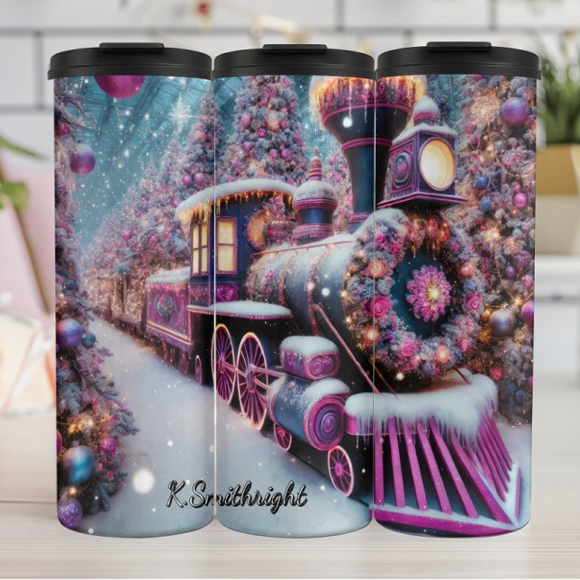 Bouteilles Isothermes Magical Pink Purple Christmas Train Wonderland (Créateur téléchargé)