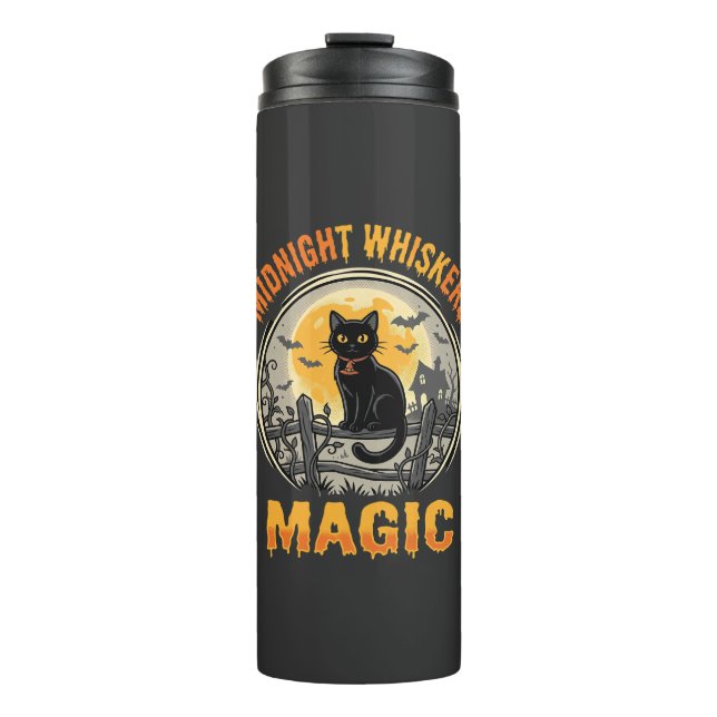 Bouteilles Isothermes Magie de Lune de Chat Noir d'Halloween (Devant)