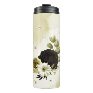 Bouteilles Isothermes Magnifique tumbler thermique à fleurs dorées et iv
