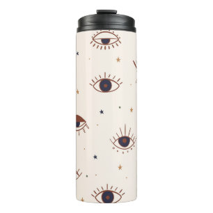 Bouteilles Isothermes Main Tirée Yeux Mystique Motif sans Seamless. Evil