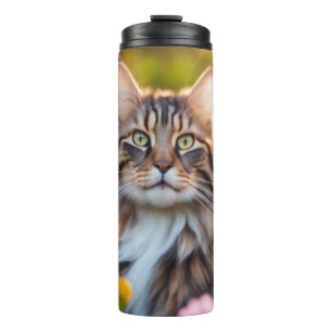 Bouteilles Isothermes Maine Coon Chat en Fleurs