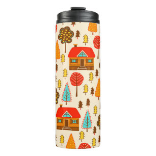 Bouteilles Isothermes Maisons Forest Vintage Motif sans couture