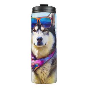 Bouteilles Isothermes Malamute d'Alaska sur la plage, cadeau d'été