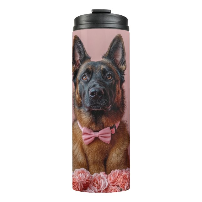 Bouteilles Isothermes Malinois belge avec Rose - Saint Valentin (Devant)