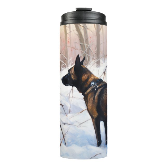 Bouteilles Isothermes Malinois Belge Qu'il neige Noël (Devant)
