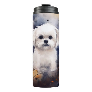 Bouteilles Isothermes Maltese Halloween avec citrouilles effrayant 