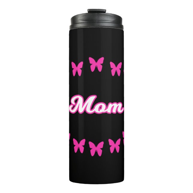 Bouteilles Isothermes Maman avec de jolis papillons roses (Devant)