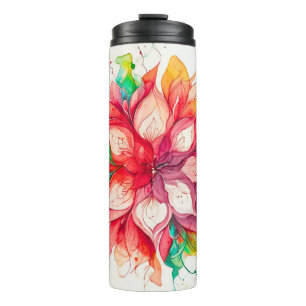 Bouteilles Isothermes Mandala bohème floral aquarelle multicolore