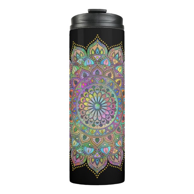 Bouteilles Isothermes Mandala coloré chic de style indien 1 (Devant)