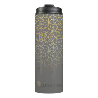 Bouteilles Isothermes Mandala Gold Grey Personnalisé Élégant