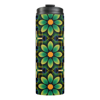 Bouteilles Isothermes Mandala Motif géométrique vert et jaune Floral