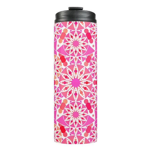 Bouteilles Isothermes Mandala Motif, les tons rose et corail (Devant)