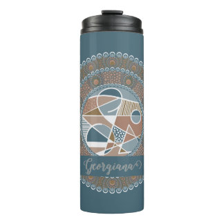 Bouteilles Isothermes Mandala Turquoise personnalisé et or Abstrait Acce