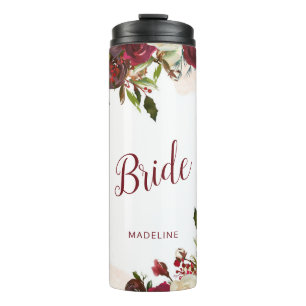 Bouteilles Isothermes Manoir de gui Fleurs d'hiver Mariée personnalisée