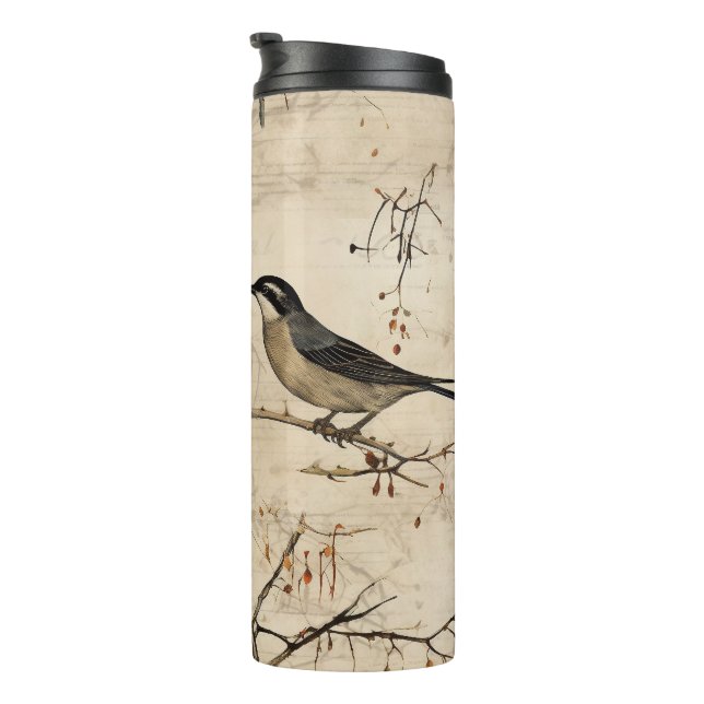 Bouteilles Isothermes Manuscrit vintage d'oiseaux (Tourné sur la droite)