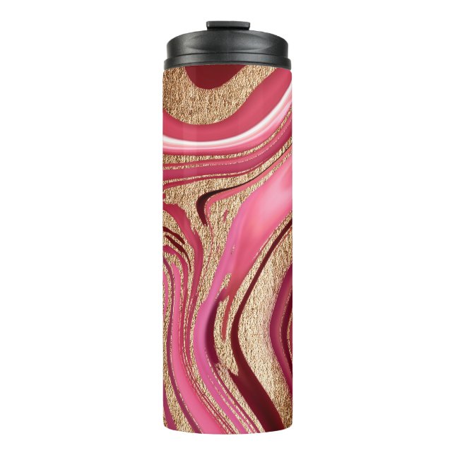 Bouteilles Isothermes marbre Abstrait rose liquide avec parties scintill (Devant)