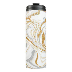 Bouteilles Isothermes Marbre blanc, or et gris comme des persiennes Flui