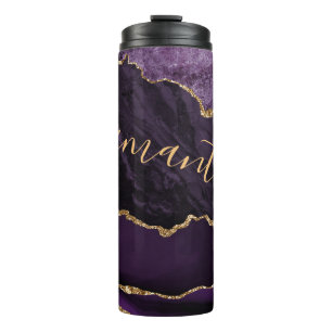 Bouteilles Isothermes Marbre d'agate pailleté or faux et violet