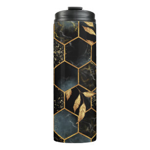 Bouteilles Isothermes Marbre et or élégant : Texture Hexagon Abstraite