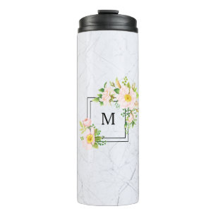 Bouteilles Isothermes Marbre gris Rose rose sauvage Monogramme