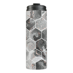 Bouteilles Isothermes Marbre hexagone texture transparente avec motif or