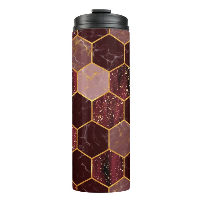 Bouteilles Isothermes Marbre hexagone texture transparente avec or (Devant)
