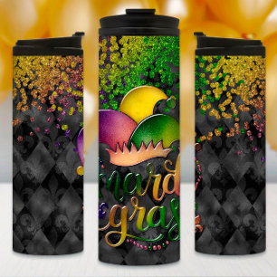 Bouteilles Isothermes Mardi Gras Tumbler, Colorful Jester Hat