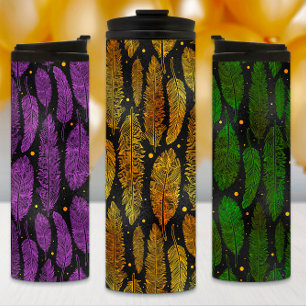 Bouteilles Isothermes Mardi Gras Tumbler, Feathers, Mardi Gras Flag