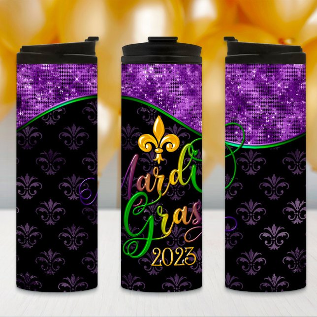 Bouteilles Isothermes Mardi Gras Tumbler, Mardi Gras 2023 Purple Design (Créateur téléchargé)