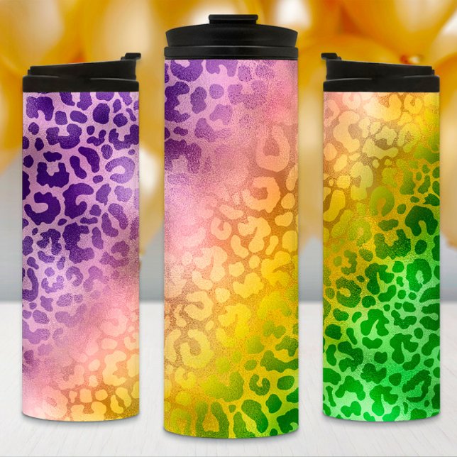 Bouteilles Isothermes Mardi Gras Tumbler, Tigre Vert Jaune Violet (Créateur téléchargé)