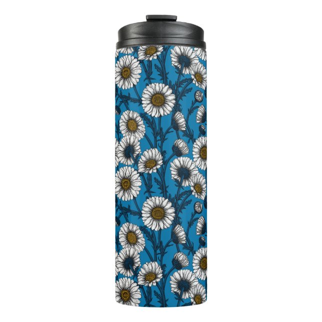 Bouteilles Isothermes Marguerites sur fond bleu (Devant)