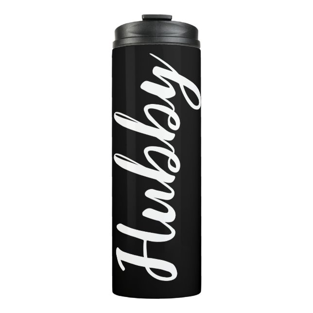 Bouteilles Isothermes Mari Hubby Simple Noir Blanc Texte Cadeau (Devant)