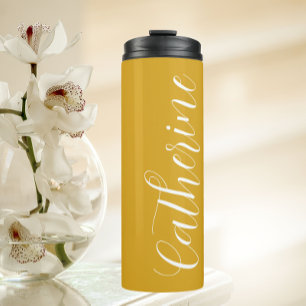 Bouteilles Isothermes Mariage doré jaune stylisé Bridesmaid