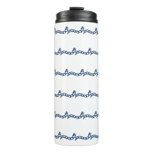 Bouteilles Isothermes Marine Bleu cordes nautiques blancs vagues motif T